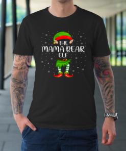 Mama bear Elf Xmas Party Matching Family Christmas T-Shirt