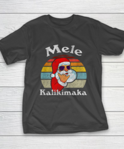 Mele Kalikimaka Retro Christmas Santa Shaka Hawaii T-Shirt