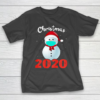 Merry Christmas 2020 Snowman in Mask Pajama snowflakes Xmas T-Shirt