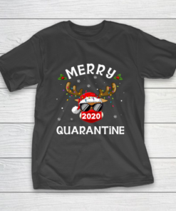 Merry Quarantine Christmas 2020 Reindeer Mask Family Pajamas T-Shirt