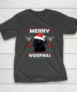 Merry Woofmas Black Lab Christmas Dog Lover Xmas Gift T-Shirt
