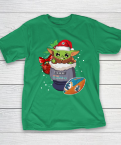 Miami Dolphins Christmas Baby Yoda Star Wars Funny Happy NFL T-Shirt