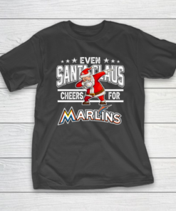 Miami Marlins Even Santa Claus Cheers For Christmas MLB T-Shirt