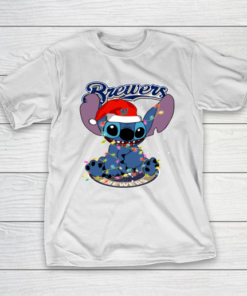 Milwaukee Brewers MLB noel stitch Baseball Christmas T-Shirt Milwaukee Brewers MLB noel stitch Baseball Christmas T-Shirt