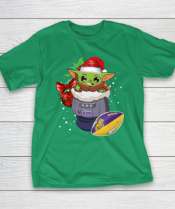Minnesota Vikings Christmas Baby Yoda Star Wars Funny Happy NFL T-Shirt