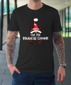 Musical Gnome Buffalo Plaid Matching Family Christmas Pajama T-Shirt