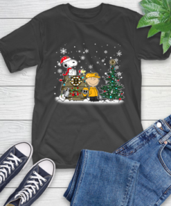 NHL Boston Bruins Snoopy Charlie Brown Woodstock Christmas Stanley Cup Hockey T-Shirt