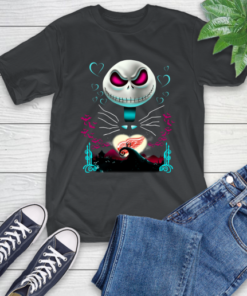 NHL Detroit Red Wings Jack Skellington Sally The Nightmare Before Christmas Hockey T-Shirt