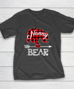 Nanny Bear Christmas Pajama Red Plaid Buffalo Family Gift T-Shirt