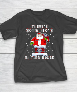 New England Patriots Christmas There Is Some Hos In This House Santa Stuck In The Chimney NFL T-Shirt