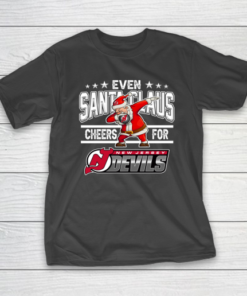 New Jersey Devils Even Santa Claus Cheers For Christmas NHL T-Shirt