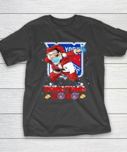 New York Rangers Funny Santa Claus Dabbing Christmas 2020 NHL T-Shirt