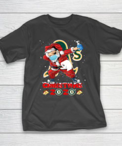 Oakland Athletics Funny Santa Claus Dabbing Christmas 2020 MLB T-Shirt