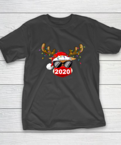 Reindeer With Face Mask Christmas 2020 Family Pajamas Xmas T-Shirt