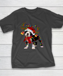 Santa Boston terrier reindeer Light Christmas gifts T-Shirt