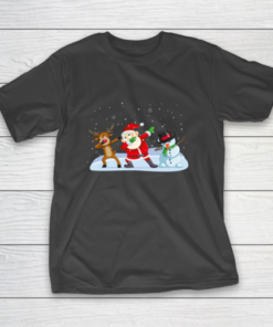 Santa Claus Reindeer Snowman Dabbing Xmas Christmas T-Shirt