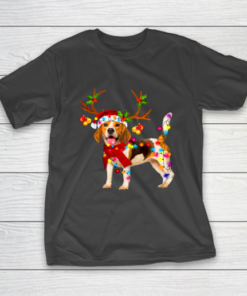 Santa beagle dog gorgeous reindeer Light Christmas T-Shirt