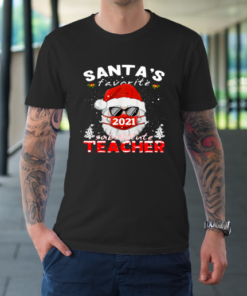 Santa’s Favorite Substitute Teacher Christmas Santa Face T-Shirt