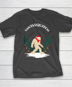 Santasquatch Sasquatch Funny Bigfoot Christmas Santa Hat And T-Shirt