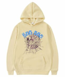 Sp5der 555555 Angel Number Khaki Hoodie  Limited In Stocks
