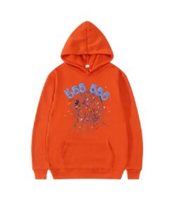 Sp5der 555555 Number Hoodie Men Orange  Limited In Stocks