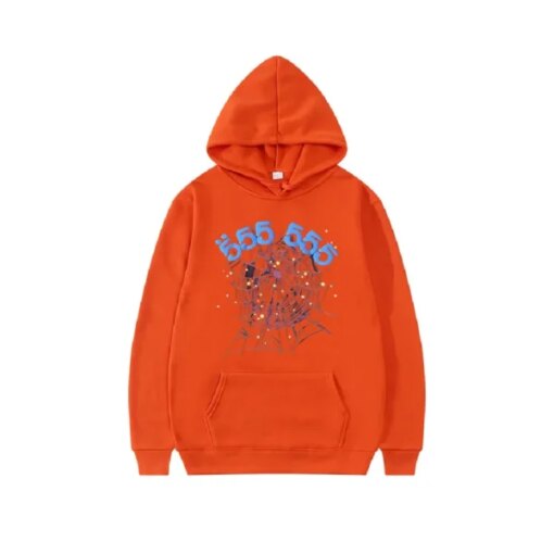 Sp5der 555555 Number Hoodie Men Orange  Limited In Stocks