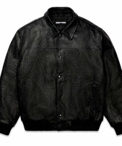 Sp5der Black Debossed Web Leather Jacket  Limited In Stock