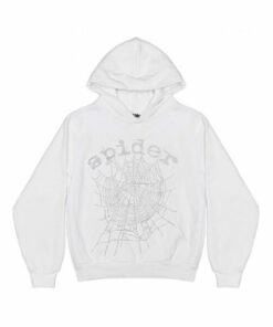 Sp5der OG Rhinestone Logo Hoodie – White  Limited Stocks