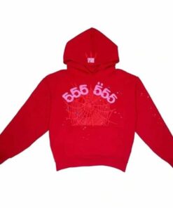 Sp5der Worldwide Red 555 Hoodie  Limited In Stocks