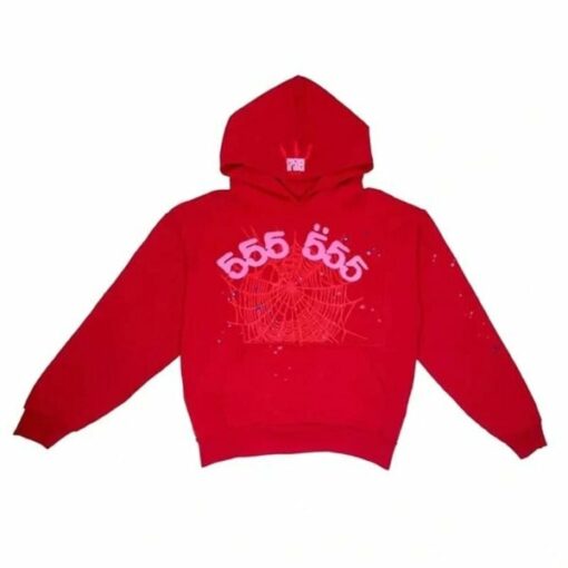 Sp5der Worldwide Red 555 Hoodie  Limited In Stocks