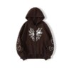 Sp5der Zipper Web & Heart Print Hoodie Brown – US-SPIDER