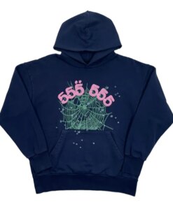 Spider Worldwide 555 Hooded Sweatshirt Dark Blue Pink Pre-Owned – US-SPIDER