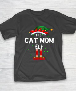 The Cat Mom Elf Family Matching Group Funny Christmas Pajama T-Shirt
