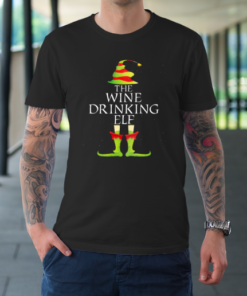 Wine Drinking Elf Matching Family Group Christmas Pajama T-Shirt Wine Drinking Elf Matching Family Group Christmas Pajama T-Shirt