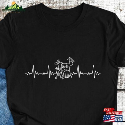 Drummer Heartbeat Shirt Drumsticks T-Shirt Gift Classic