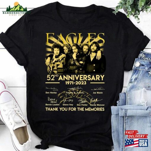 Eagles 52Nd Anniversary 1971 2023 Signatures T-Shirt Band Shirt Fan Gift Classic