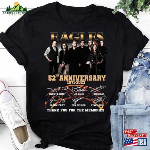 Eagles Rock Band 52Th Anniversary 1971 2023 Signatures T-Shirt Shirt Hoodie Classic