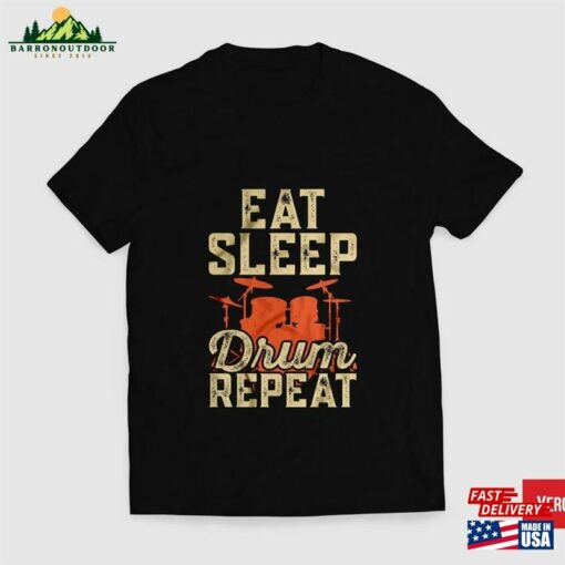 Eat Sleep Drum Repeat Drums Retro Vintage Tee Drummer Shirt Gift For Hoodie Sweatshirt