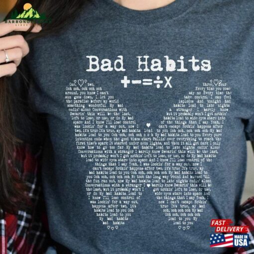 Ed Sheeran Bad Habits Song Lyrics Butterfly Shape Shirt Mathematics Tour Sweatshirt Unisex