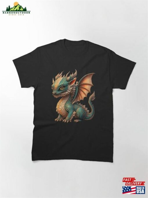 Elvish Dragon Realistic Illustration Classic T-Shirt Unisex