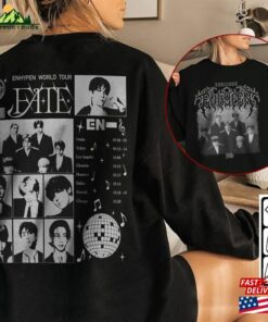 Enhypen K Pop T-Shirt Heavy Metal World Tour Fate 2023 Tee Double Sided Hoodie Sweatshirt Enhypen K Pop T-Shirt Heavy Metal World Tour Fate 2023 Tee Double Sided Hoodie Sweatshirt