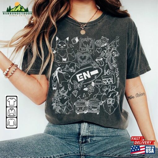 Enhypen Kpop Doodle Art Shirt Vintage Merch Tee Graphic Album Lyric Sweatshirt Classic