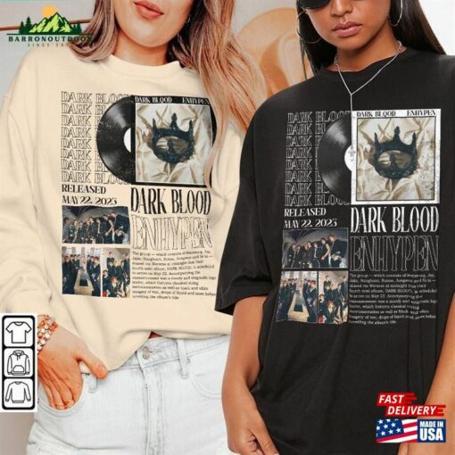 Enhypen Kpop Shirt Dark Blood Album Sweatshirt V5 Vintage Retro Graphic Tee Music Unisex Gifts Fan Hoodie