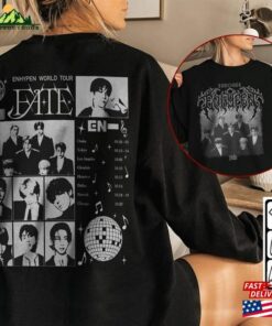 Enhypen Kpop Shirt Heavy Metal World Tour Fate 2023 Tee Double Side Hoodie T-Shirt
