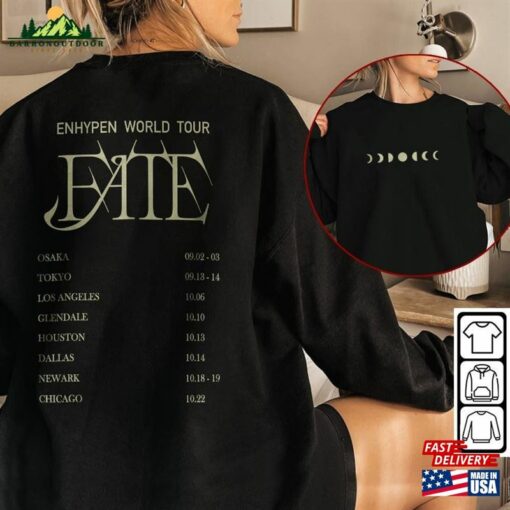 Enhypen Kpop Shirt World Tour Fate 2023 Tee V0 Double Side Engene Hoodie Classic