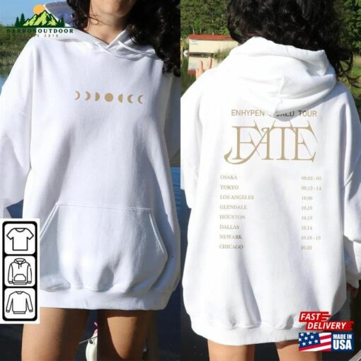 Enhypen Kpop Shirt World Tour Fate 2023 Tee V0 Double Side Engene Hoodie Sweatshirt Unisex