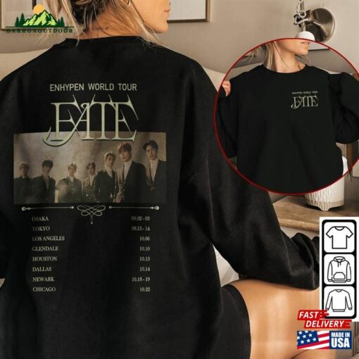 Enhypen Kpop Shirt World Tour Fate 2023 Tee V1 Double Side Engene Hoodie Classic