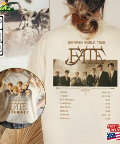 Enhypen Kpop Shirt World Tour Fate 2023 Tee V2 Double Side Engene Hoodie Sweatshirt
