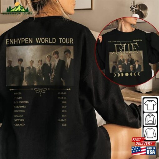 Enhypen Kpop Shirt World Tour Fate 2023 Tee V3 Double Side Engene Hoodie Classic T-Shirt