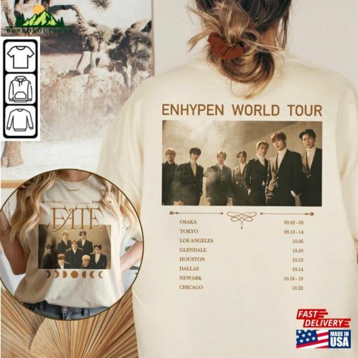 Enhypen Kpop Shirt World Tour Fate 2023 Tee V3 Double Side Engene Hoodie Classic T-Shirt